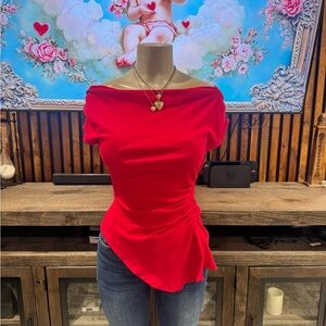 Elegant Red Off-Shoulder Top
